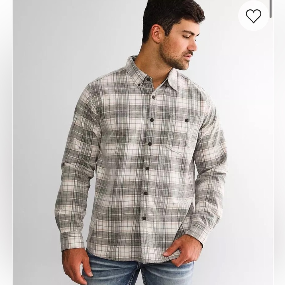 Men's north river brushed corduroy Grey and tan Plaid Button-Down Shirt